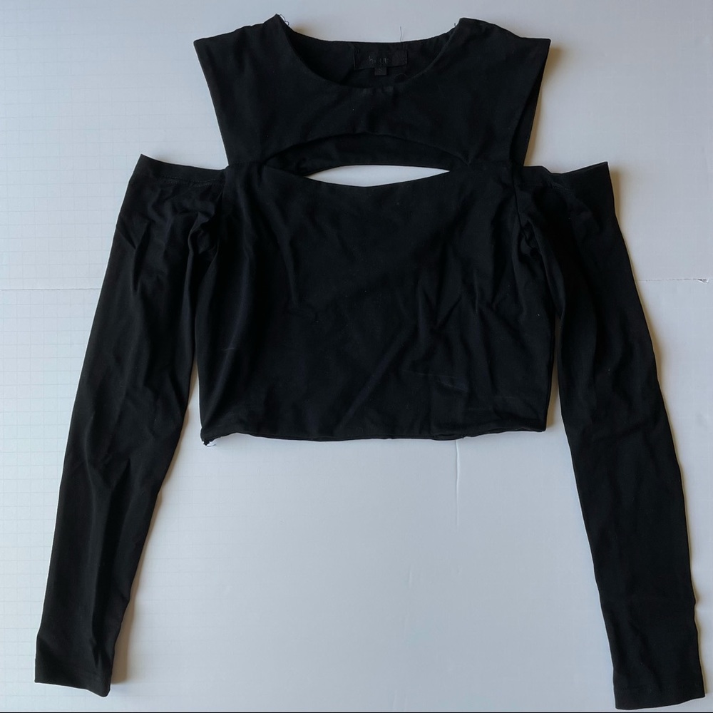 Revolve h:ours black cutout long sleeve crop top